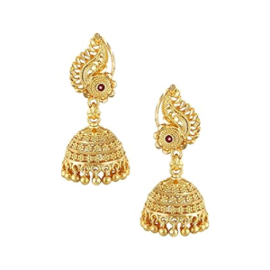 One Gram Gold Ethnic Brass Stylish South Indian Jhumki Earrings Set
