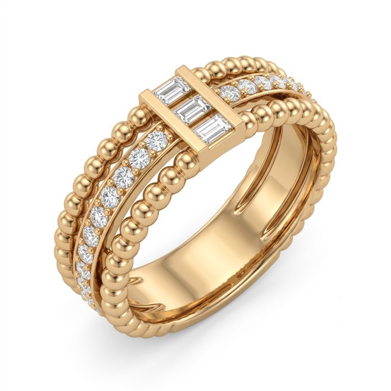 Triple Row Spark Ring – Gold – Rings