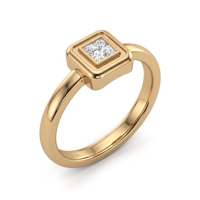 Framed Princess Ring – Gold – Rings